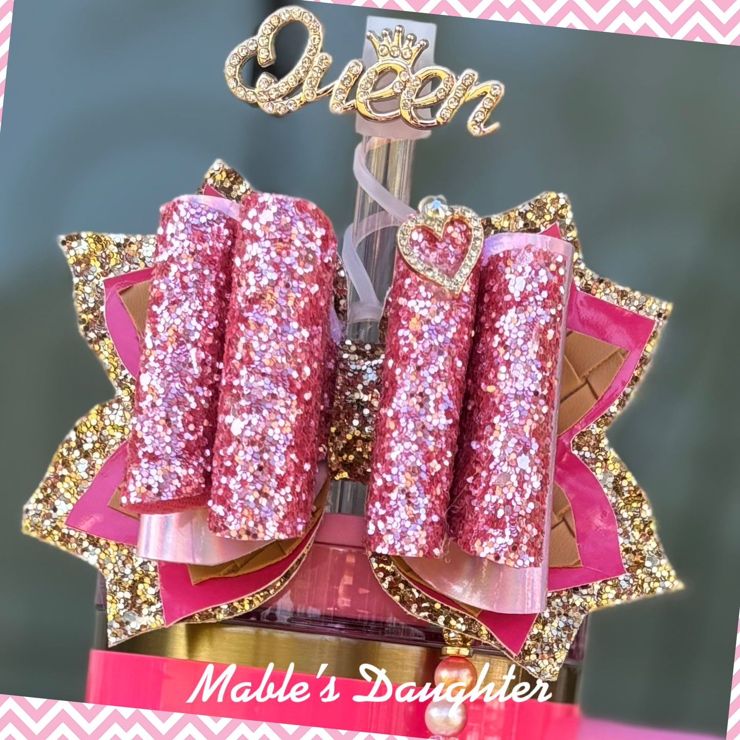 Pink Parade Bow Straw Topper