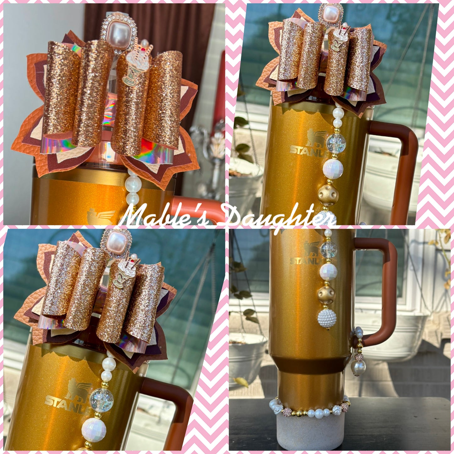 Copper Tinsel Soda Pop Stanley Bow Set