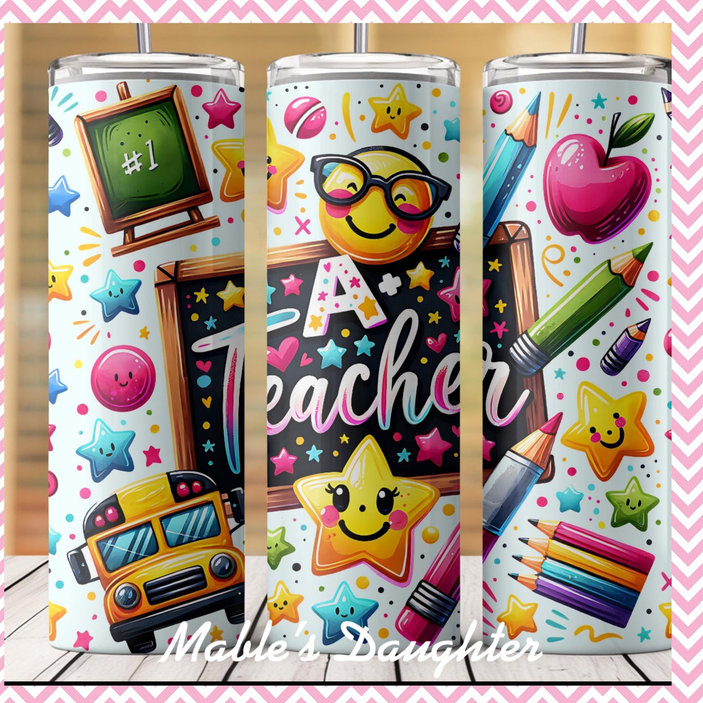 Cute Star Teacher 20oz Skinny Tumbler